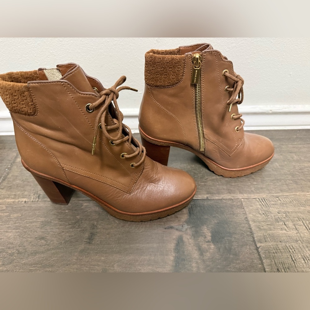 Michael Kors Tan Lace-Up Boots